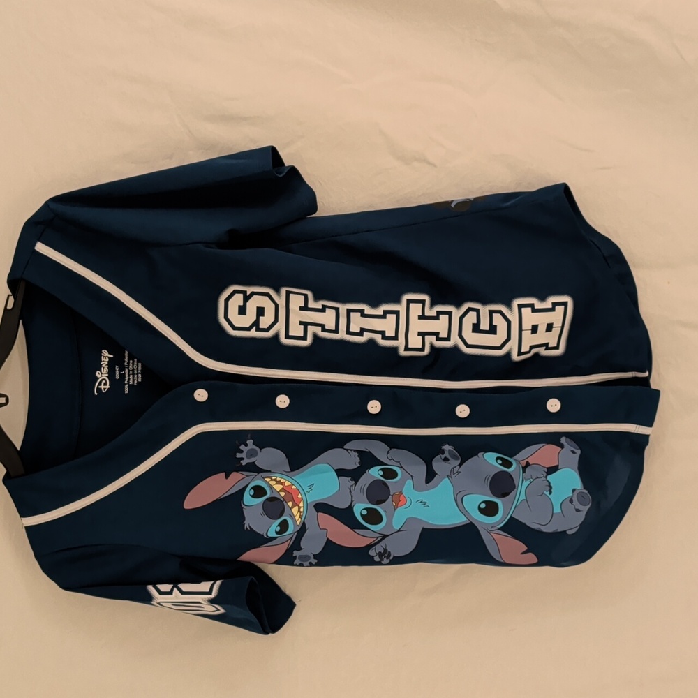 Disney Blue Stitch Button-Up Jersey